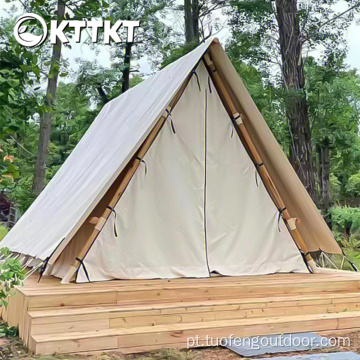 Tenda de chalé triangular de acampamento ao ar livre branco bege branco